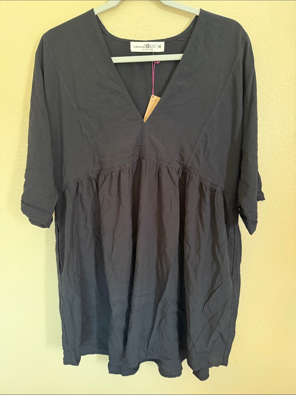 NATURAL LIFE Black Babydoll Mini Dress